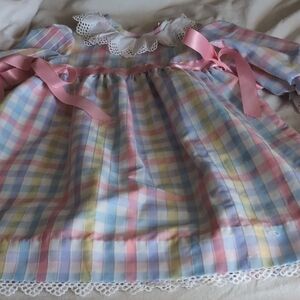 Pastel Plaid Toddler Dress with Pink Ribbon